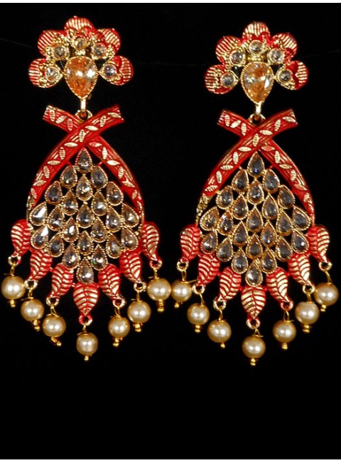 Reverse Ad Earrings With Meenakari Work